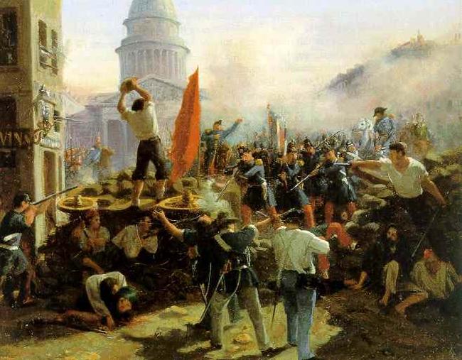 Horace Vernet Painting of a barricade on Rue Soufflot China oil painting art